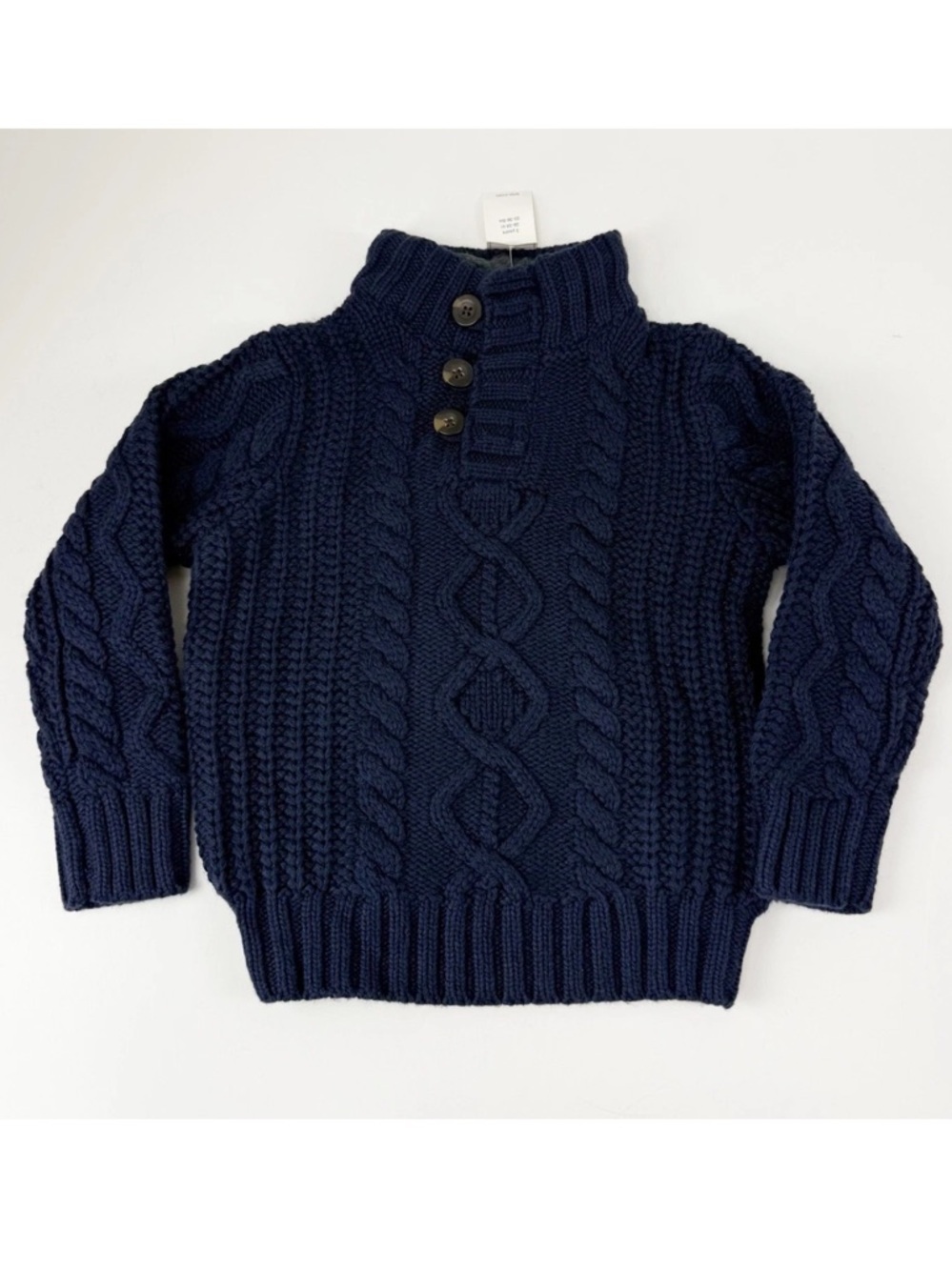 Baby Gap Blue Sweater Toddler Boys 3 Years Pullover Fleece Neck Buttons Knit NWT